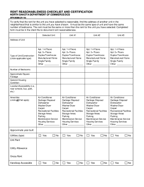 Rent Reasonableness Checklist and Certification