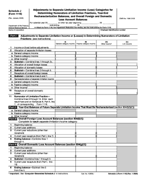 Schedule J Form 1118 Adjustments