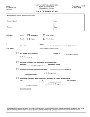 USDA Plan Certification Form