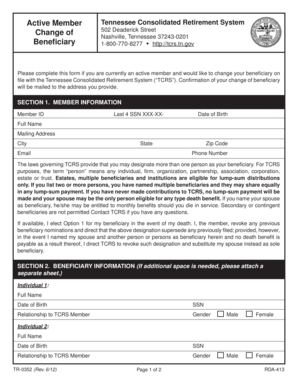 Tennessee Beneficiary Change Form