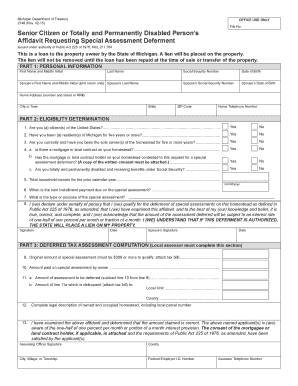 Michigan Special Assessment Deferment Affidavit