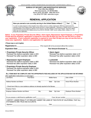 California Security Registration Renewal Application
