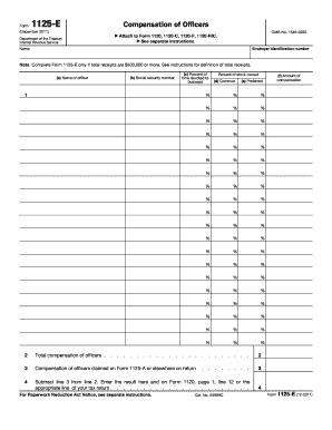 IRS Form 1125-E Compensation of Officers