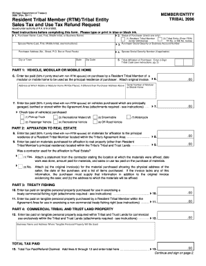 Michigan Tribal Sales Tax Refund Request