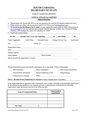 South Carolina Annual Financial Report for Charities