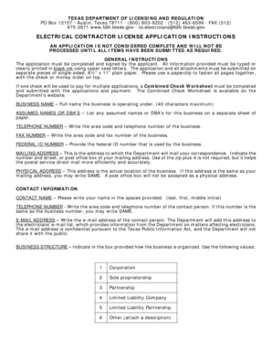 Texas Electrical Contractor License Application