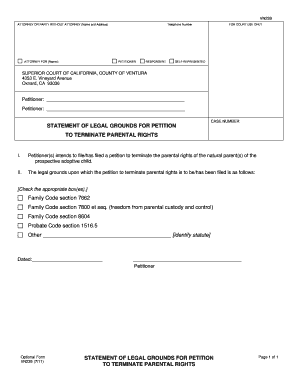 California Petition to Terminate Parental Rights