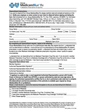Group MedicareBlue Rx Disenrollment Form