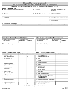 Financial Resources Questionnaire