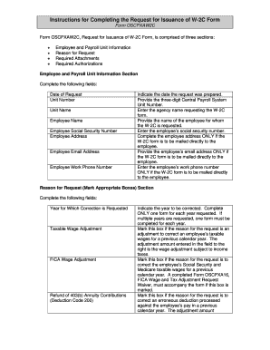 Request for Issuance of W-2C Form