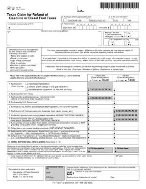 Texas Claim for Refund of Gasoline or Diesel Fuel Taxes