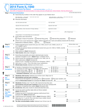 Illinois Individual Income Tax Return Form IL-1040
