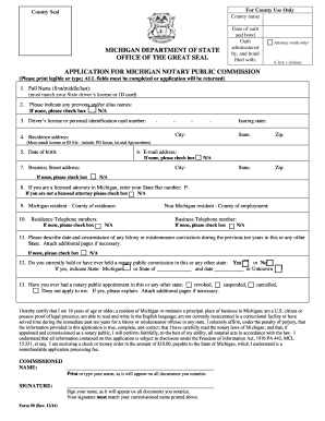 Michigan Notary Public Commission Application