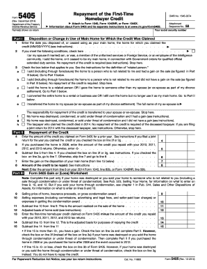 IRS Form 5405 Homebuyer Credit Repayment