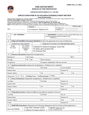 New York City Fire Department Plan Examination Application