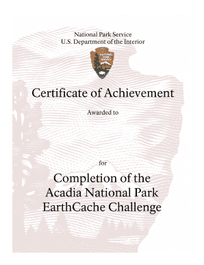 Certificate of achievement template pdf - Certificate of Achievement Completion of the Acadia National Park ... - nps