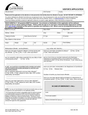 Washington State Visitor Application for Offenders
