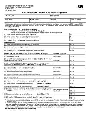 Wisconsin Self-Employment Income Worksheet