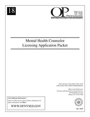 New York Mental Health Counselor Licensing Application