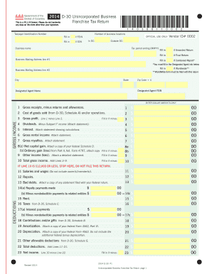 District of Columbia Unincorporated Business Franchise Tax Return