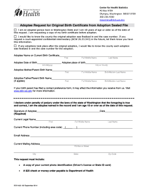 Adoptee Request for Original Birth Certificate