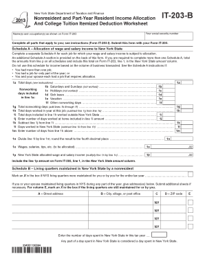 New York State Nonresident Income Allocation Form IT-203-B