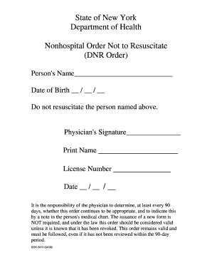 New York Nonhospital DNR Order