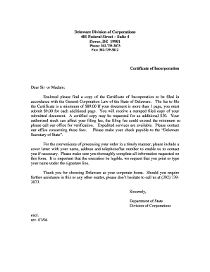 Delaware Certificate of Incorporation