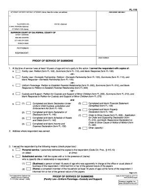 California Proof of Service of Summons