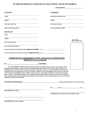 Georgia Garnishment Summons and Answer