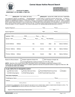 Florida Central Abuse Hotline Record Search Form