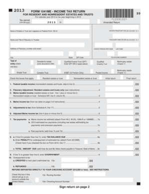 2013 Form 1041ME Income Tax Return
