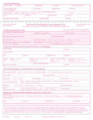 Adult HIV Confidential Case Report Form