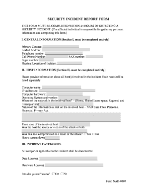 Security Incident Report Form
