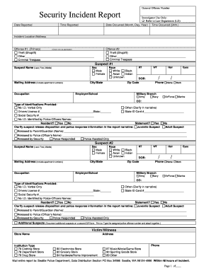 Security Incident Report Form