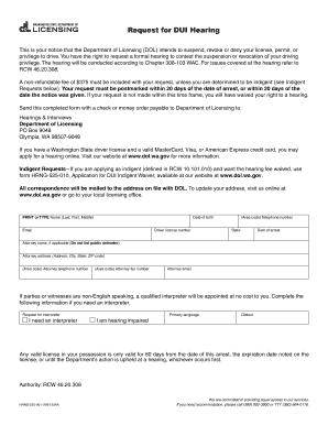 Washington DUI Hearing Request Form