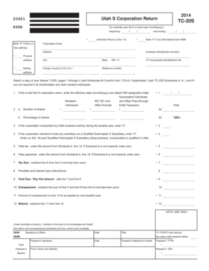 Utah S Corporation Tax Return