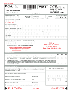 Ohio Composite Income Tax Form IT 4708
