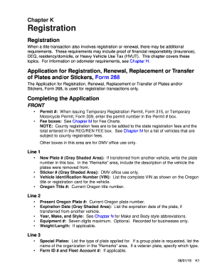 Oregon Vehicle Registration Form 268