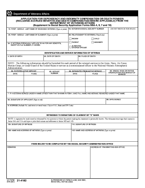 VA Form 21-4182 Dependency and Indemnity Compensation Application