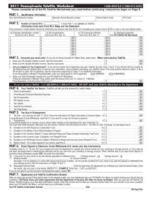 2011 Pennsylvania TeleFile Worksheet