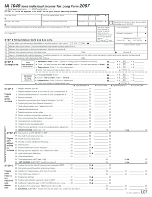 Iowa Individual Income Tax Long Form 2007