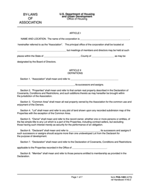 Housing Association By-Laws Template
