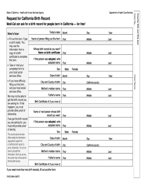 Request for California Birth Record