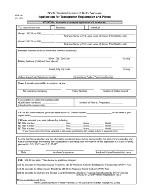 North Carolina Transporter Registration Application