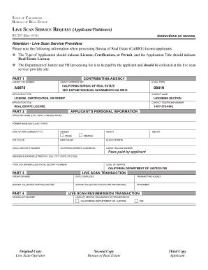 California Live Scan Service Request