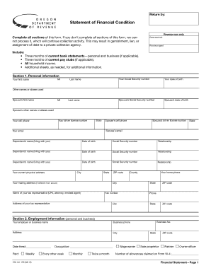 Oregon Statement of Financial Condition