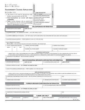 California Salesperson Change Application