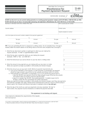Utah Miscellaneous Tax Payment Agreement