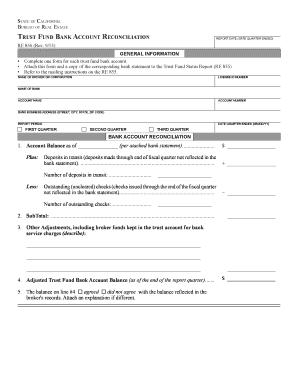 California Trust Fund Bank Account Reconciliation Report